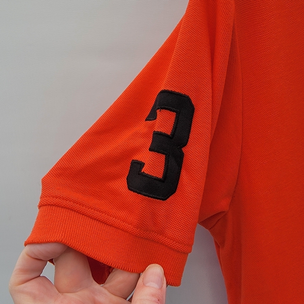 Polo Ralph Lauren Big Pony Polo Shirt Mens XL Bright Orange Black Embroider Y2K - Picture 4 of 11